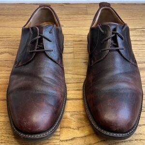 ECCO Men’s Hybrid Brown Leather Plain Toe Lace Up Oxford Shoe Sz 46/12-12.5